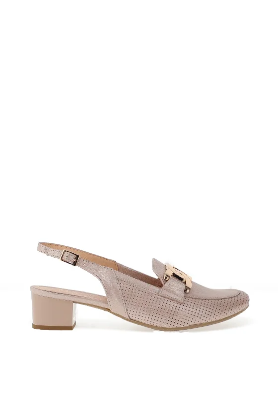 Bioeco by Arka Leather Perforated Sling Back Shoes, Blush Pink