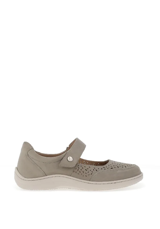 Caprice Climotion Nubuck Leather Velcro Strap Shoes, Grey