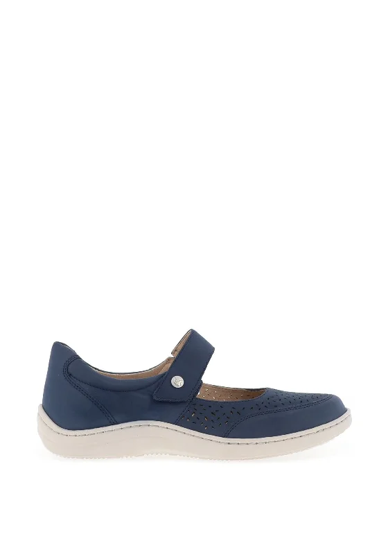 Caprice Climotion Nubuck Leather Velcro Strap Shoes, Ocean