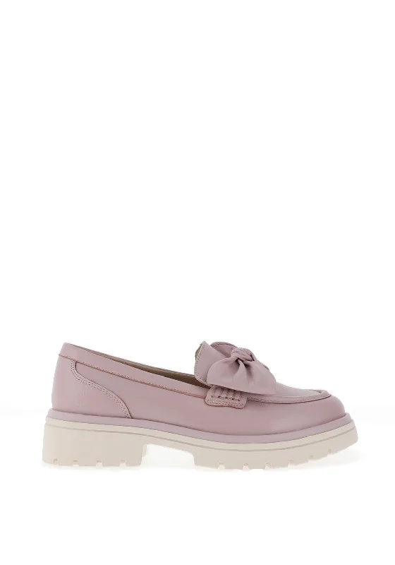 Caprice Smooth Leather Bow Loafers, Lilac