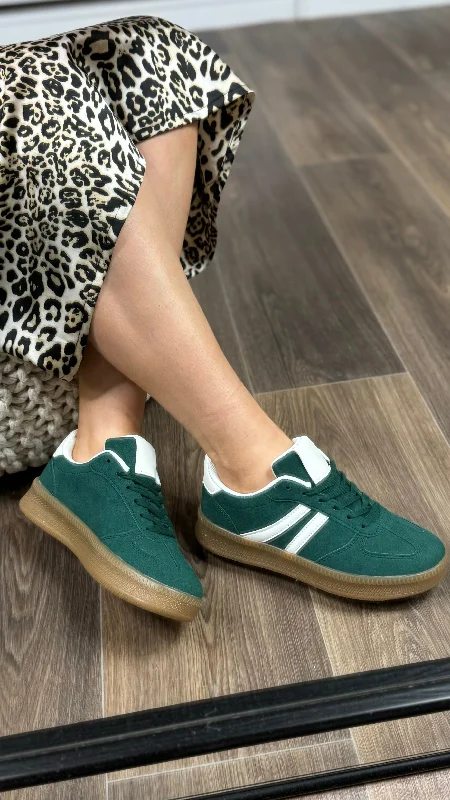 Cherice Forest Green With White Stripe Trainers