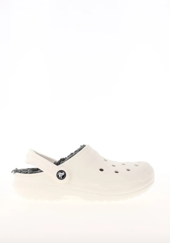 Crocs Womens Lined Clogs, White & Grey