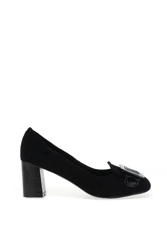 Dancing Matilda Trapeze Buckle Heeled Shoes, Black