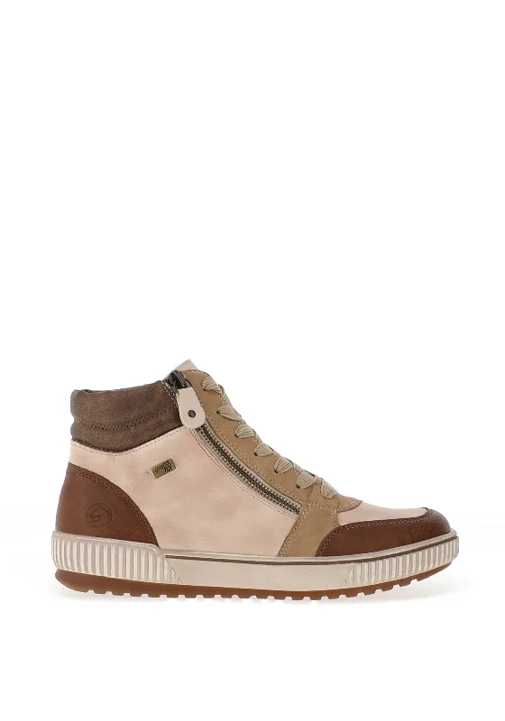 Remonte Colour Block High Top Trainers, Beige