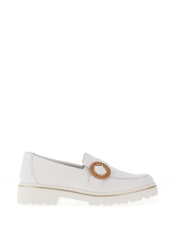 Remonte Buckle Low Platform Loafers, White