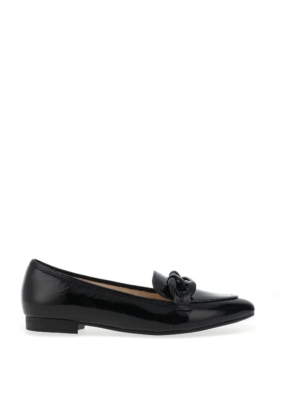 Gabor Patent Pointed Toe Loafers, Black