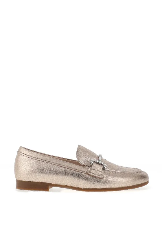 Gabor Comfort Pebbled Leather Link Loafers, Metal