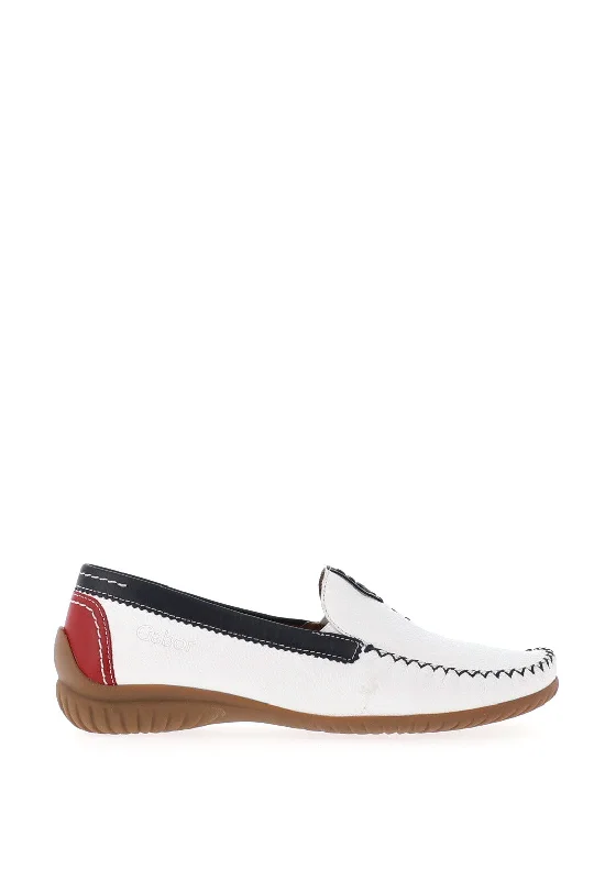 Gabor Comfort Pebbled Leather Slip On Comfort Shoes, White