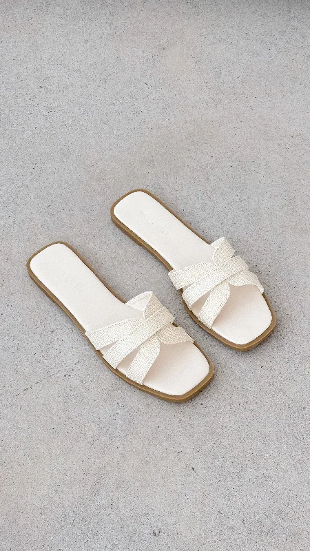 Geo Slide - Cream Raffia