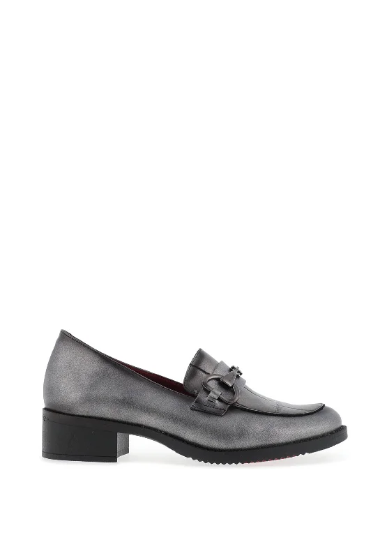 Jose Saenz Leather Block Heeled Loafer, Anthracite