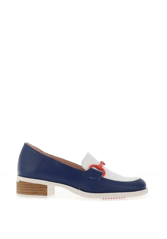 Jose Saenz Leather Link Loafer, Navy & White