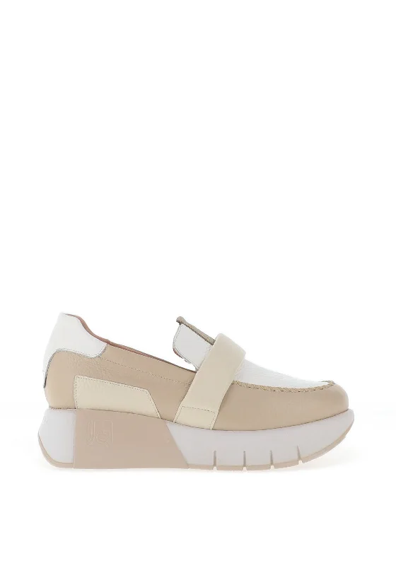 Jose Saenz Leather Slip On Platform Shoes, Beige