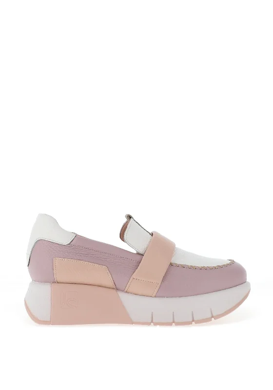 Jose Saenz Leather Slip On Platform Shoes, Pink