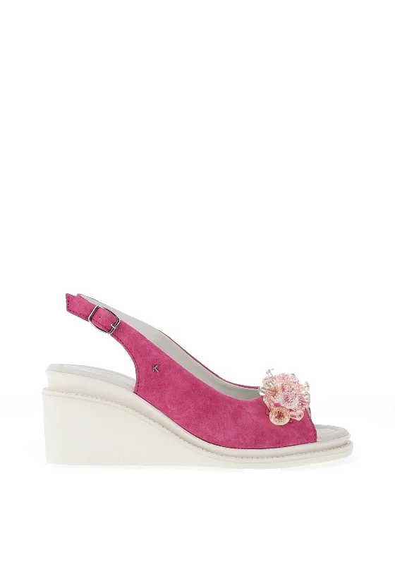 Kate Appleby Zetland Beaded Wedge Sandals, Magenta