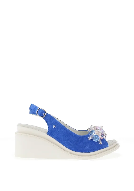 Kate Appleby Zetland Beaded Wedge Sandals, Pacific Blue