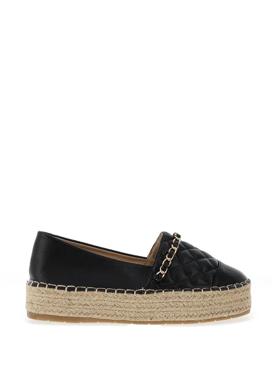 Zen Collection Platform Quilted Espadrille, Black