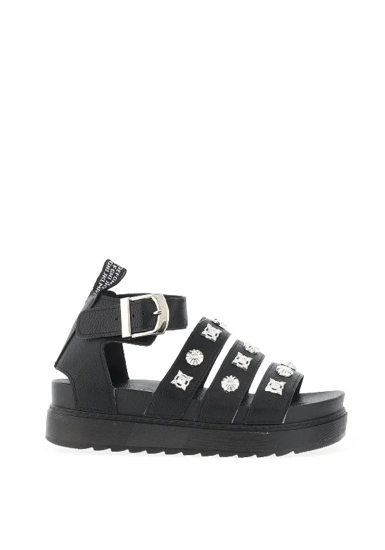 Zen Collection Gladiator Stud Buckle Sandals, Black