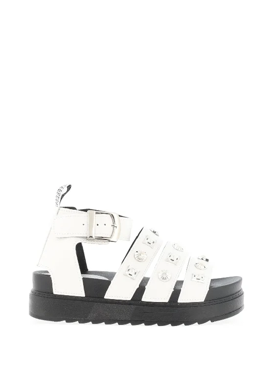 Zen Collection Gladiator Stud Buckle Sandals, White