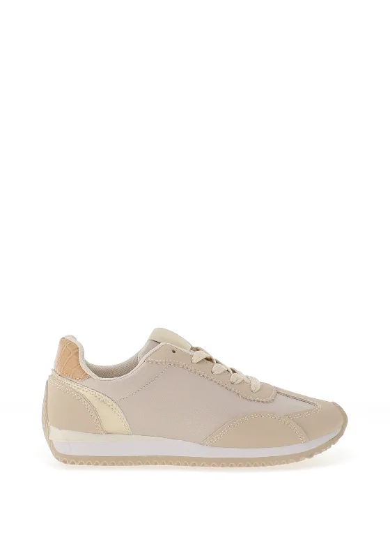 Zen Collection Colour Block Laced Trainers, Beige