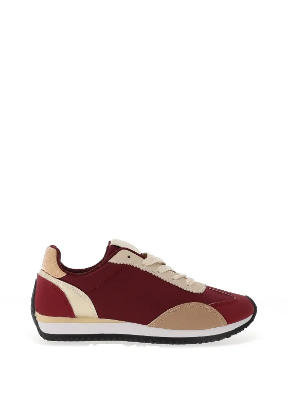 Zen Collection Colour Block Laced Trainers, Wine