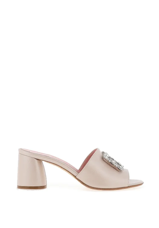 Le Babe Diamante Brooch Heeled Mules, Champagne