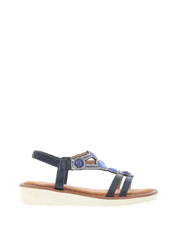 Sponge Kos Diamantie Detailing Slip On Sandals, Cobalt