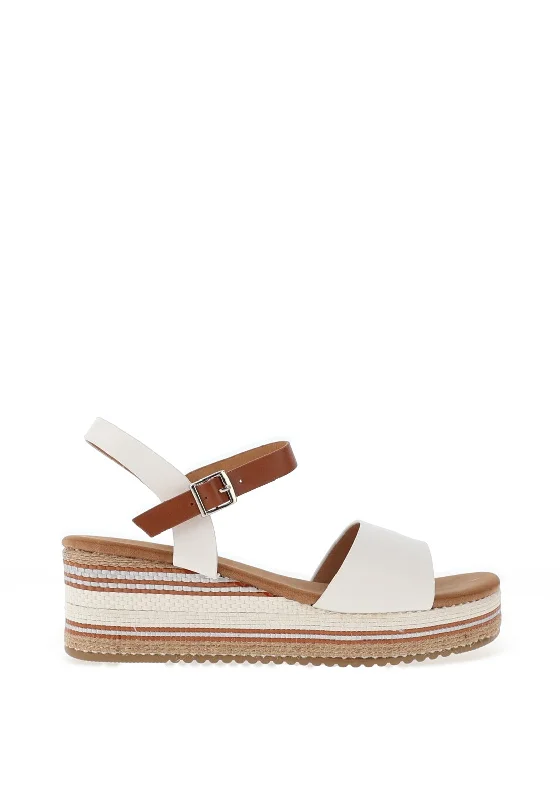 Lunar Britt Woven Wedge Sandals, White