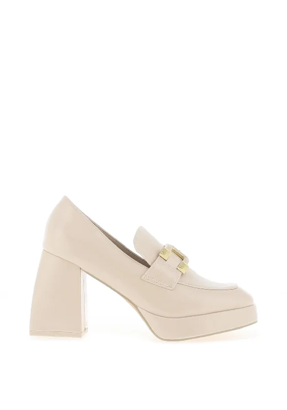 Menbur Patent Heeled Loafers, Off White