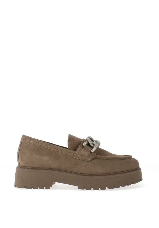 Nero Giardini Suede Leather Platform Loafers, Taupe