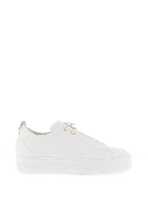 Paul Green Leather Elastic Platform Trainers, White/Gold