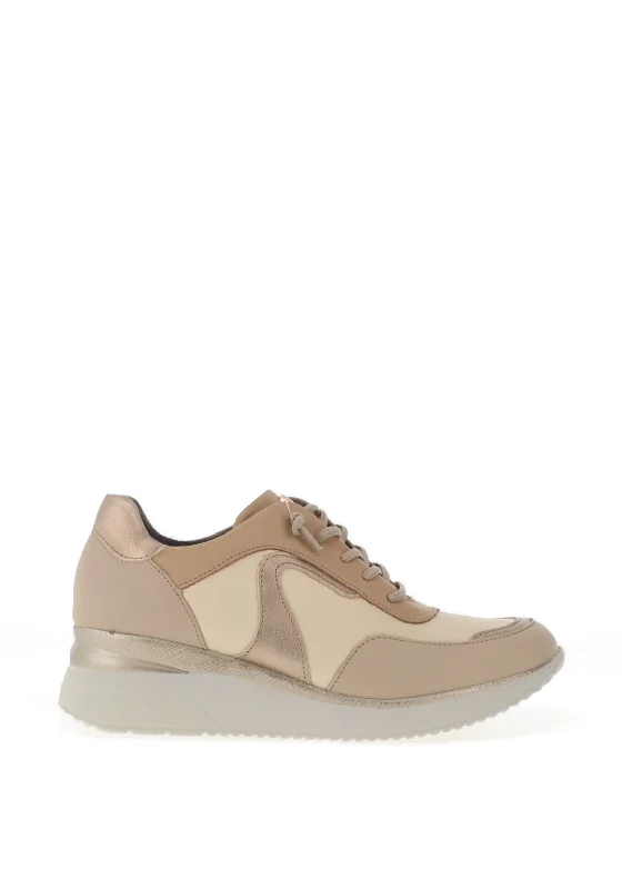 Pitillos Leather Lace Wedge Trainer, Natural