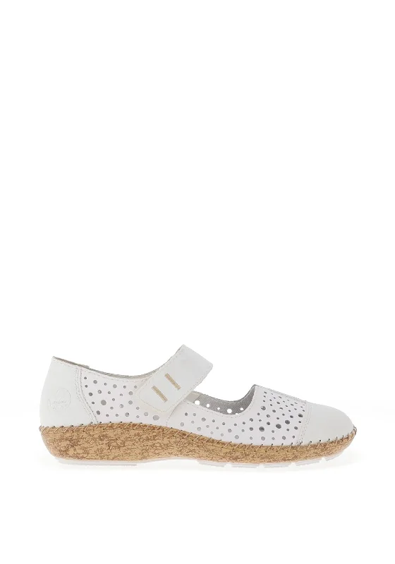 Rieker Leather Perforated Comfort Shoes, White