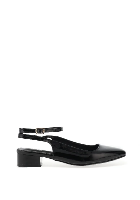 Zen Collection Patent Sling Back Shoes, Black