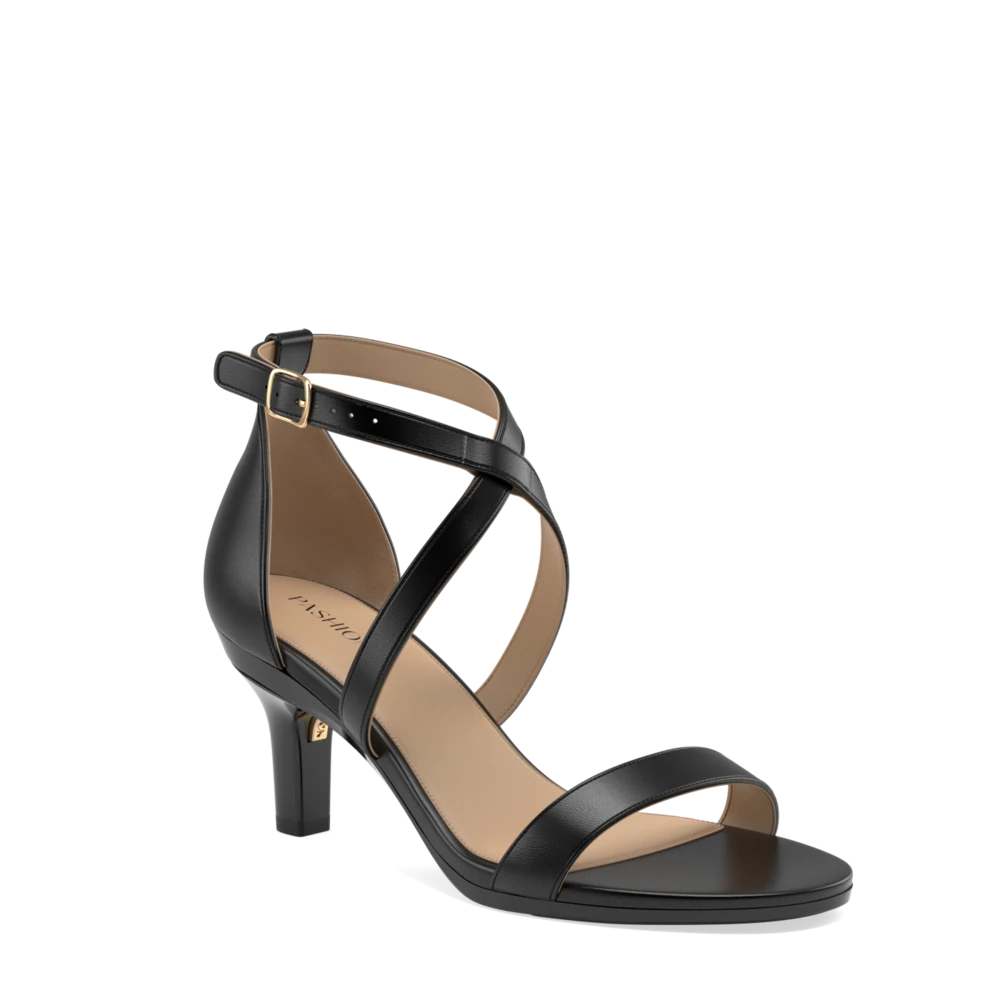 The Sandal - Coal Leather + Stiletto Heel Kit 3 Coal