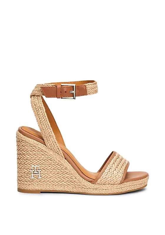 Tommy Hilfiger Womens Monogram Rope High Wedge Sandals, Neutral