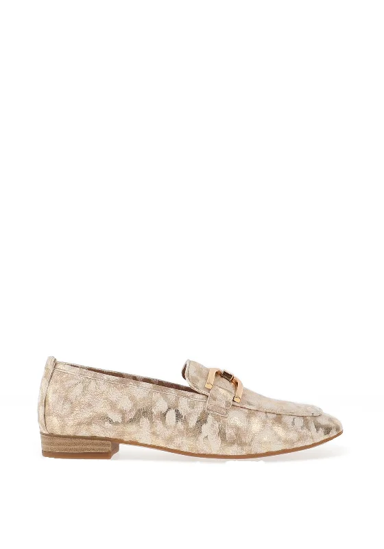 Unisa Baxter Chain Loafers, Gold Animal