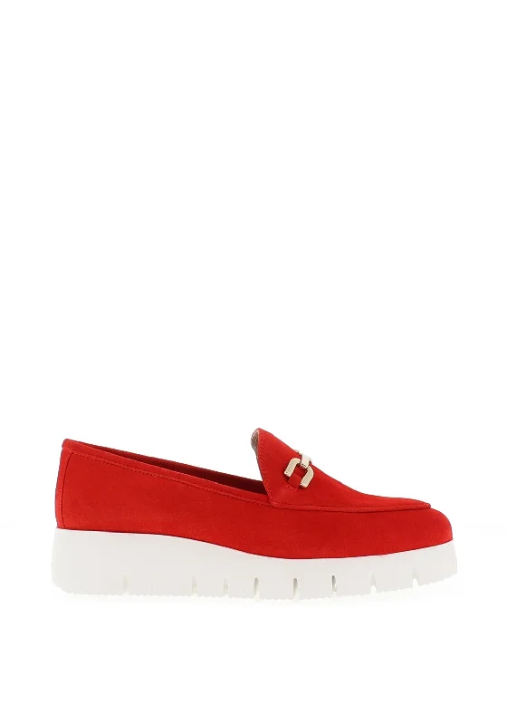 Unisa Famo Leather Platform Loafers, Scarlet