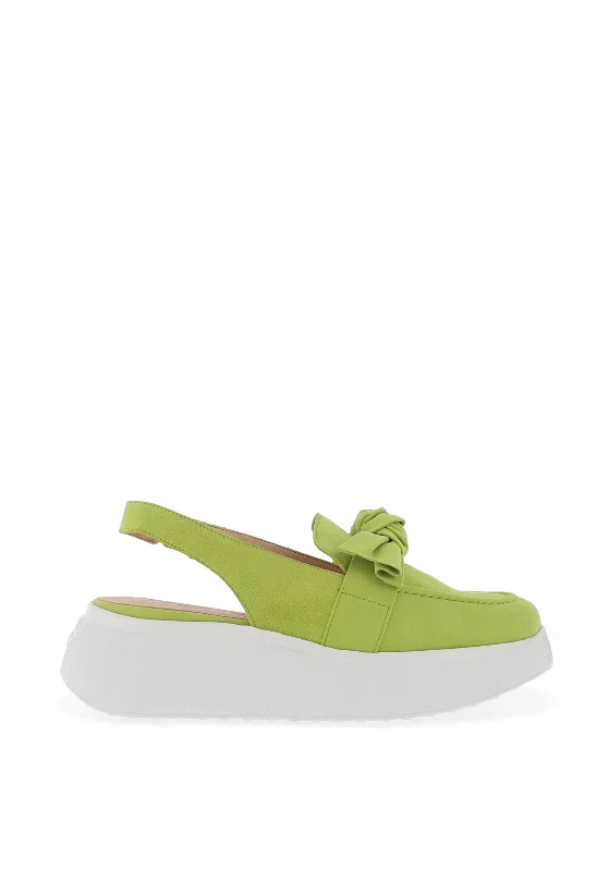 Wonders Suede Bow Sling Back Wedge Shoes, Apple