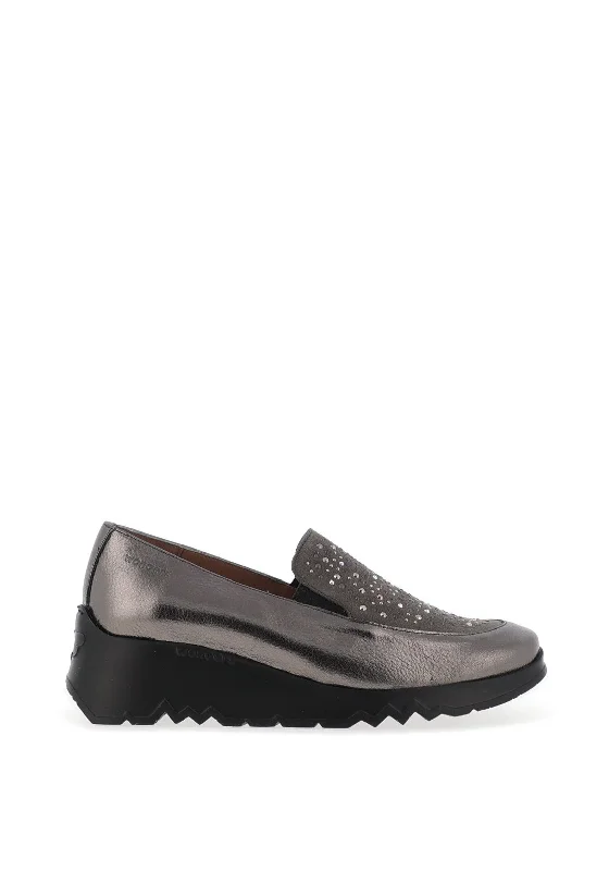 Wonders Harrison Metallic Loafers, Plomo