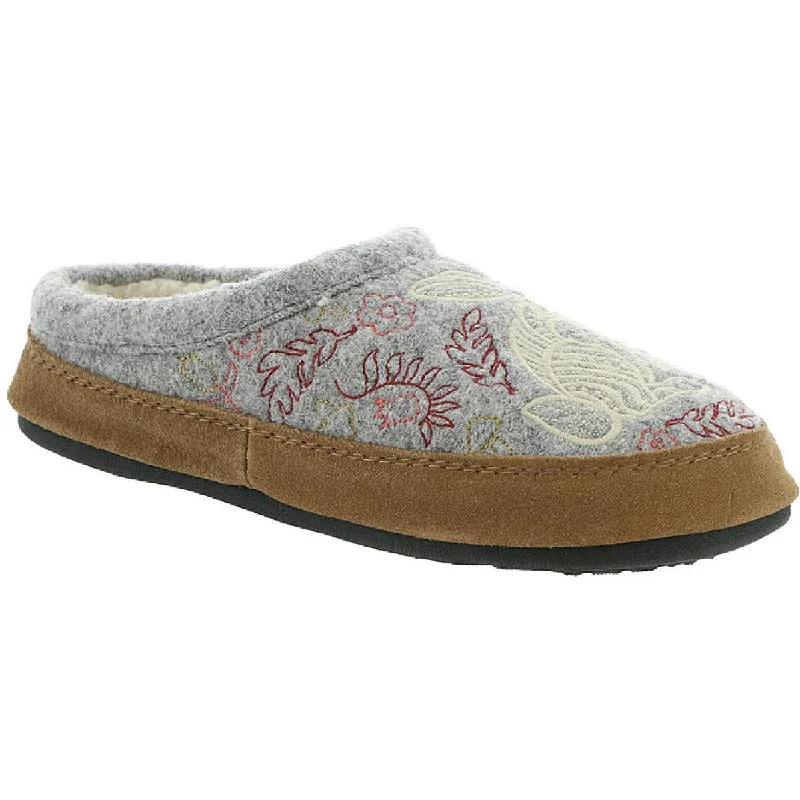 Acorn Womens Forest Faux Fur Lined Embroidered Slipper Shoes