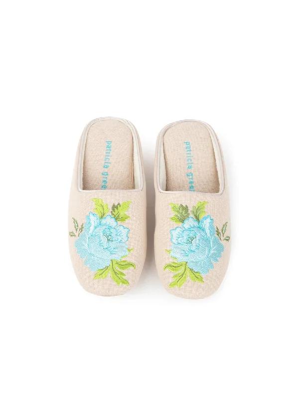 Peony Embroidered Slipper