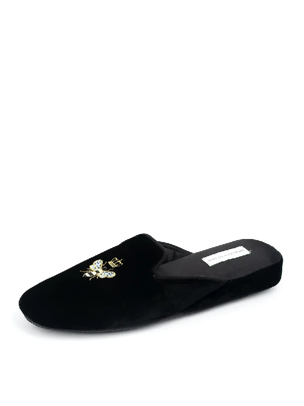 Queen Bee Embroidered Velvet Slipper